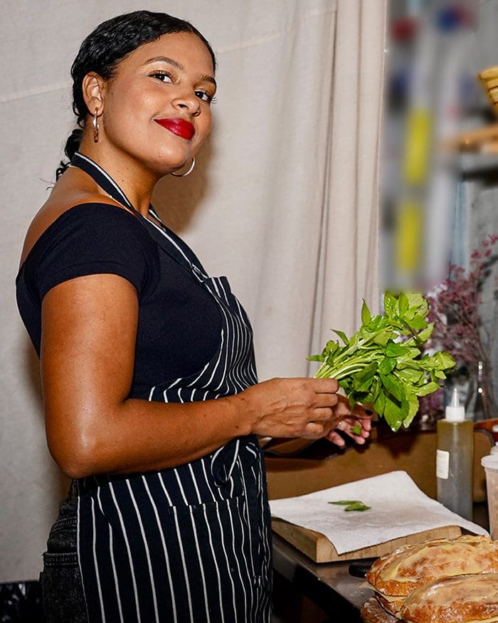 Chef Isa cannabis cooking in her kitchen